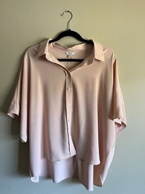 RW&CO. Blush Pink Draped Button-Up Blouse